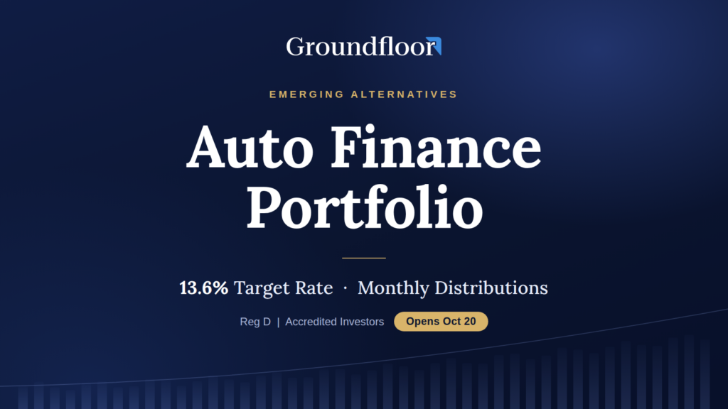 Groundfloor Launches the Auto Finance Portfolio: 13.6% Target Rate, Monthly Distributions